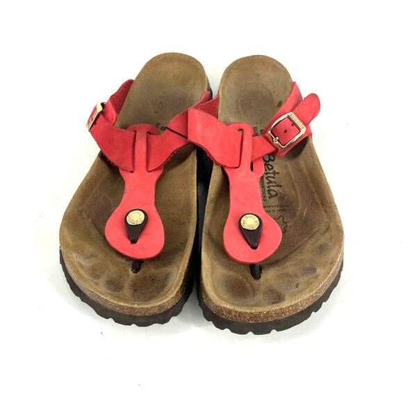 Betula Birkenstock Red Gizeh Sandals - Picture 3 of 5